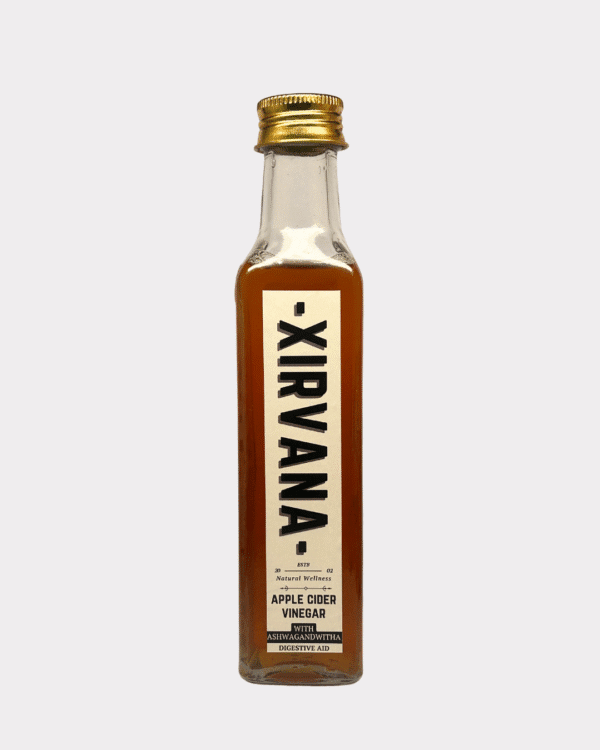 Apple cider vinegar infused with ashwagandha for stress relief and balance.