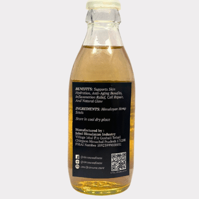 Cold-pressed Himalayan hemp seed oil for skin, hair, and heart health.