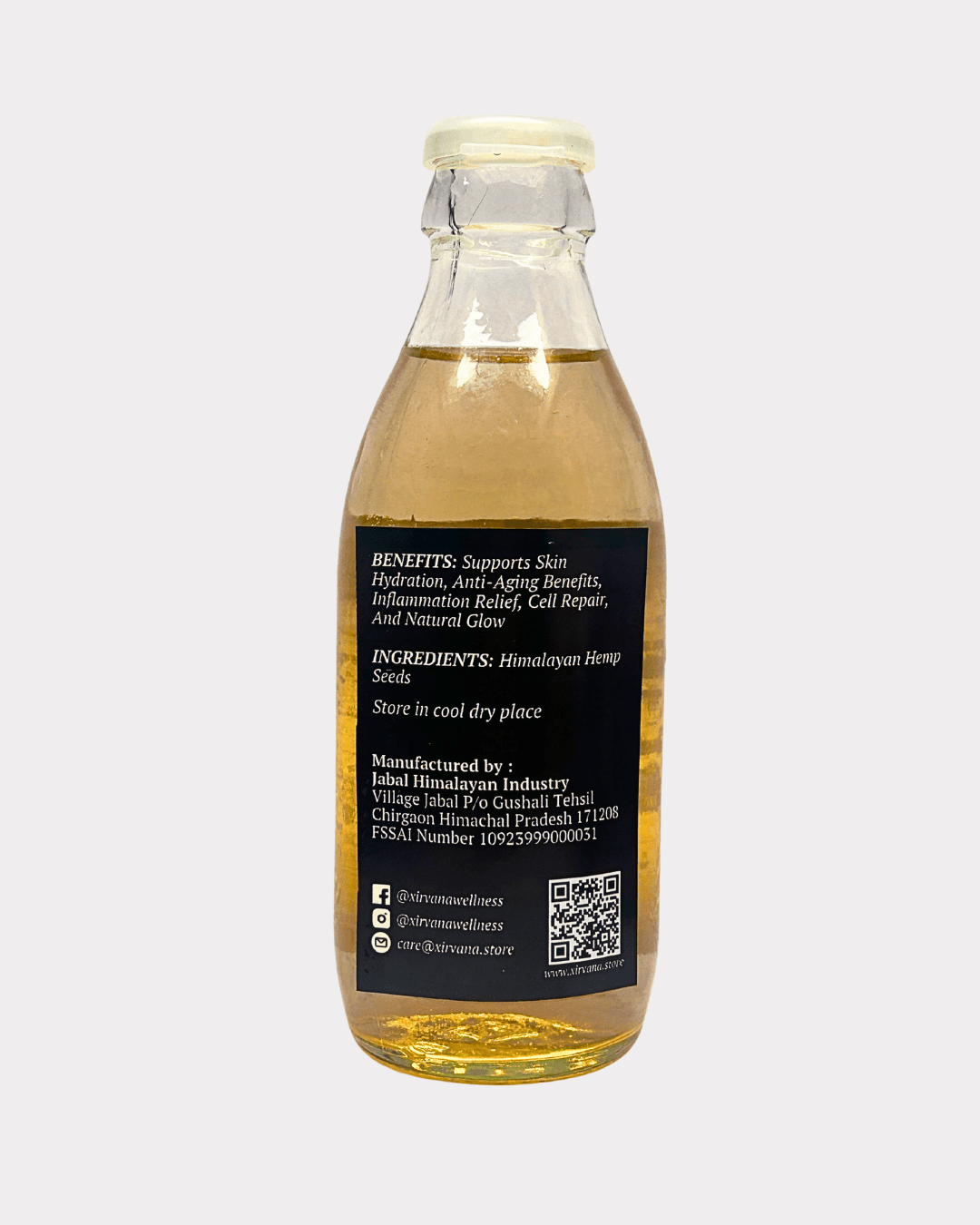 Cold-pressed Himalayan hemp seed oil for skin, hair, and heart health.
